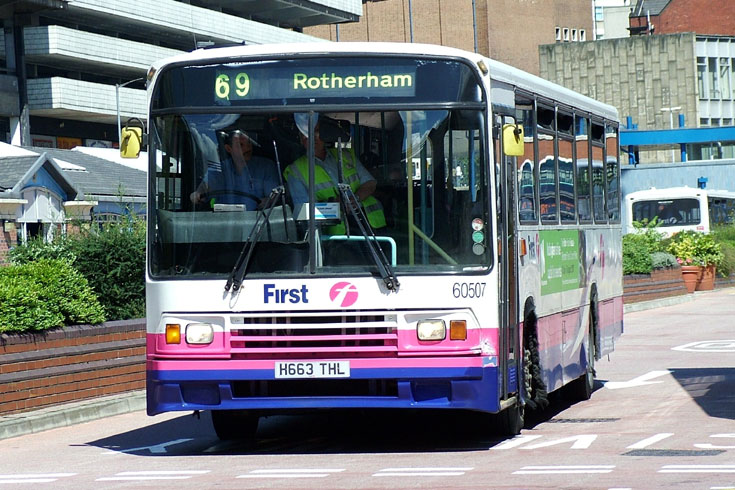 White, pink and blue First livery