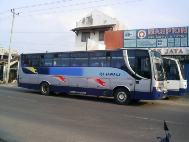 Bus on garage
