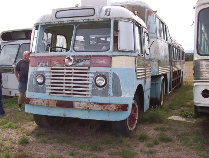 40s White semi trailer bus Brisbane Australia